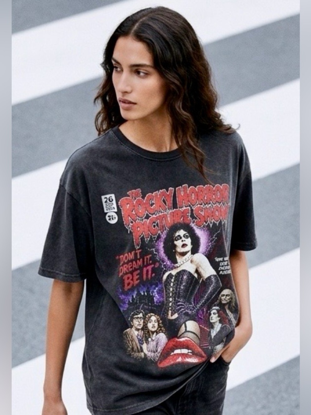 “The Rocky Horror Picture Show” Women's NWOT Oversized Black Graphic Tee S